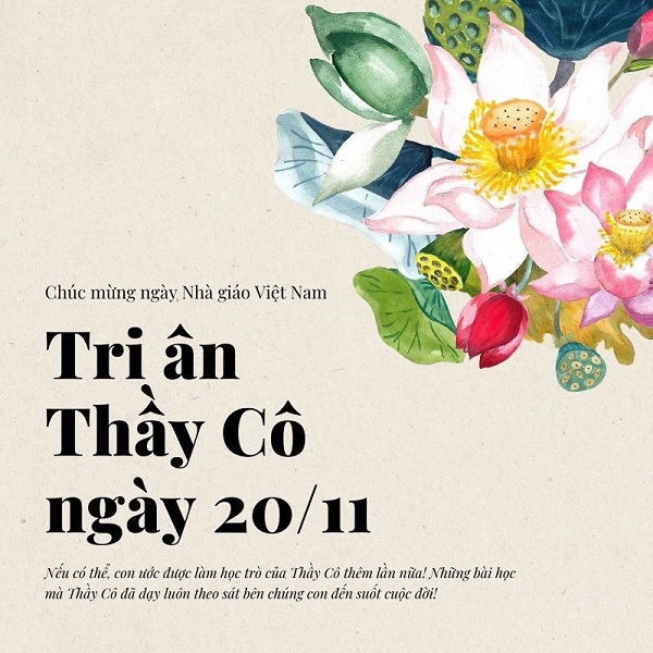 Mẫu thiệp tri ân thầy cô